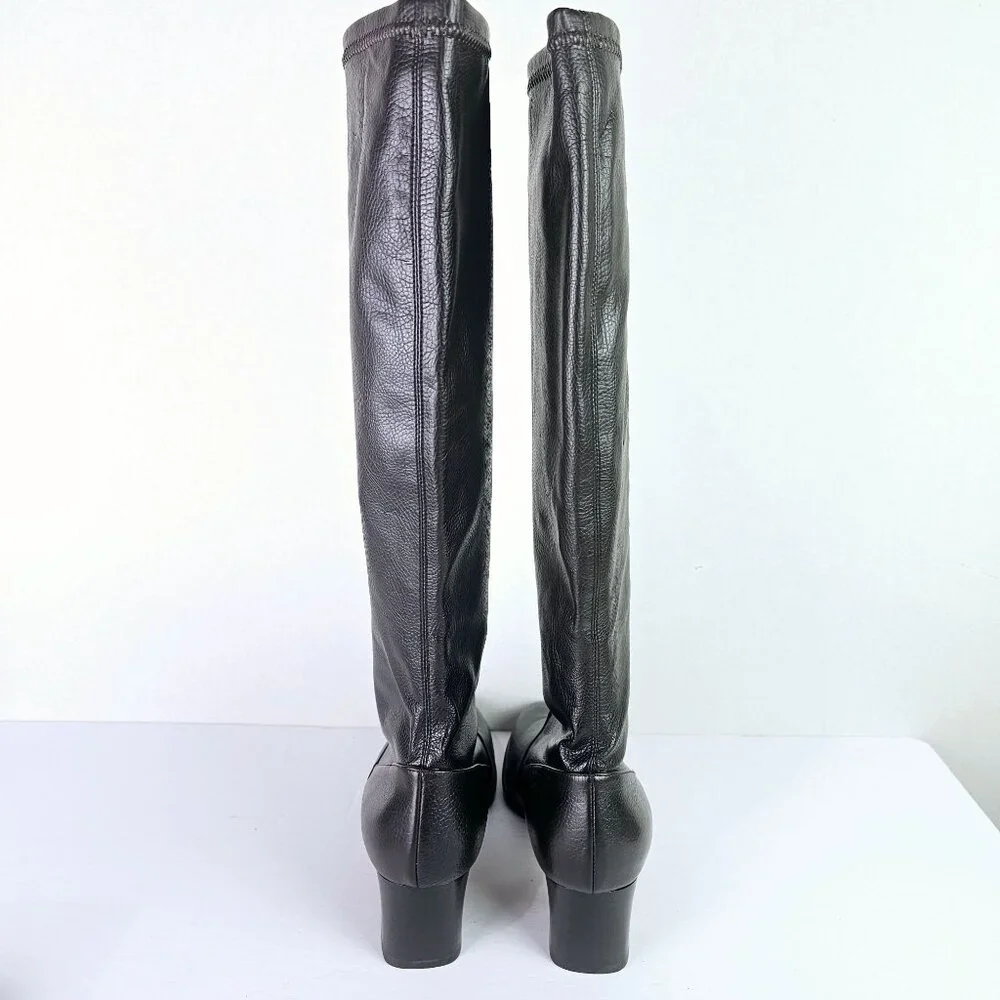 Prevata Tall Brown Nappa Leather Block Heel Pull-on Boot, Italy, $485 MSRP, Sz 9 - Picture 9 of 12